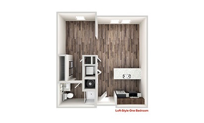 DeVilliers - 1 bedroom floorplan layout with 1 bath and 530 to 535 square feet